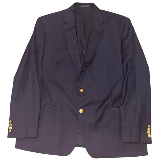 Lauren Ralph Lauren Other - Lauren Ralph Lauren Mens Navy Blue 100% Wool Gold Button Blazer 46 R